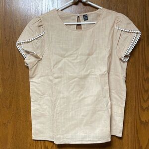 SHEIN cream linen blend blouse